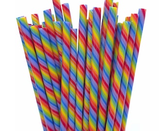 COE 90 Handmade Glass Cane Twists "Crazy About Rainbows" | 3-Piece 6" Thick Decorative Rods | Bullseye Compatible | Kristi's Twisties