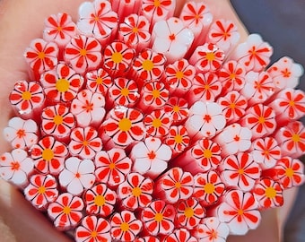 coe 90 Flower: Cherry Explosion - 1 oz Murrini Murrine Millefiori Vitrigraph Cane - MINZABELLA MURRINI by Glassworks Northwest
