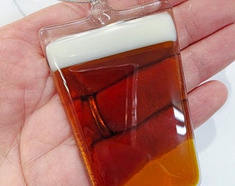 Fused Glass Ornament: Pint of Amber Beer