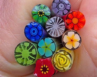 COE 96 Murrini Floral Mix: Rainbow of Colors - 1.5 oz Cane/Sticks