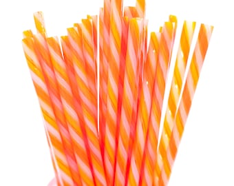 COE 96 Handmade Glass Cane Twists "Orange Creamsicle" | 3-Piece 6" Thick Decorative Rods | Oceanside Compatible | Kristi's Twisties