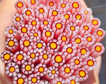 coe 96 Flower: Cherry Tart - 1 oz Murrini, Murrine, Millefiori, Vitrigraph Cane - MINZABELLA MURRINI by Glassworks Northwest