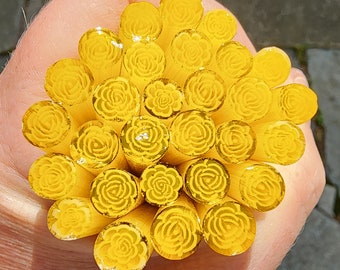 COE96 Flower: Roses are Yellow - 1 oz Murrini, Murrine, Millefiori, Vitrigraph Cane - MINZABELLA MURRINI by Glassworks Northwest