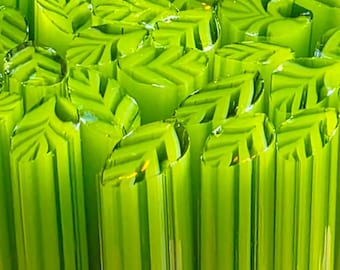 COE 90 Murrini Leaf: Nom Nom Nom - 1 oz Cane/Sticks