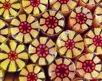 COE 96 Handmade Flower Murrini "Oh Baby" | 1 oz Cane | Oceanside Compatible Fusible Glass for Fusing, Jewelry, Mosaics