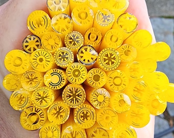 coe 96 Extra-Fancy Murrini: Sunny - 1 oz Murrini Murrine Millefiori Vitrigraph Cane - MINZABELLA MURRINI by Glassworks Northwest