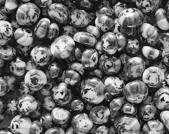 coe 96 Glass Dots: It's Black and White - 1 oz Murrini, Murrine, Vitrigraph Cane, Glass balls - MINZABELLA MURRINI by Glassworks Northwest