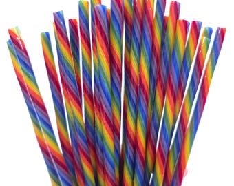 COE 96 Handmade Glass Cane Twists "Rainbow Love" | 3-Piece 6" Thick Decorative Rods | Oceanside Compatible | Kristi's Twisties