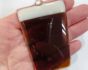Fused Glass Ornament: Pint of Dark Beer