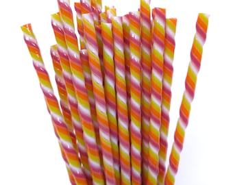 COE 90 Handmade Glass Cane Twists "Electric Sorbet" | 3-Piece 6" Thick Decorative Rods | Bullseye Compatible | Kristi's Twisties