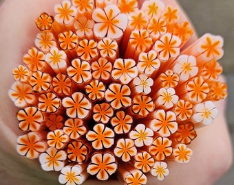 coe 90 Flower: Orange Delight - 1 oz Murrini Murrine Millefiori Vitrigraph Cane - MINZABELLA MURRINI by Glassworks Northwest