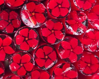 COE 90 Murrini Flower: Red Hibiscus - 1 oz Cane/Sticks