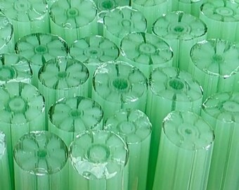 COE 96  Murrini Flower: Minty Green - 1 oz Cane/Sticks