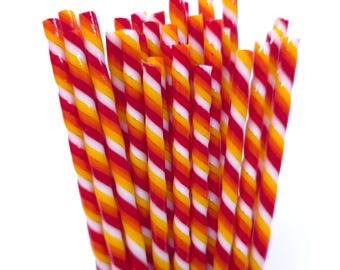COE 90 Handmade Glass Cane Twists "Fiery" | 3-Piece 6" Thick Decorative Rods | Bullseye Compatible | Kristi's Twisties