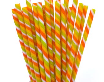 COE 90 Handmade Glass Cane Twists "Vibrant Citrus" | 3-Piece 6" Thick Decorative Rods | Bullseye Compatible | Kristi's Twisties
