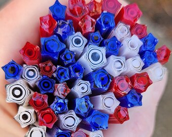 coe 96 Tack Fuse Stars: America the Beautiful - 1 oz Murrini Murrine Millefiori Vitrigraph Cane- MINZABELLA MURRINI by Glassworks Northwest