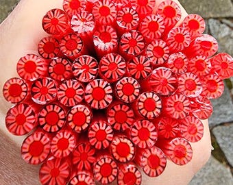 coe 96 Flower: Long Kiss - 1 oz Murrini Murrine Millefiori Vitrigraph Cane- MINZABELLA MURRINI by Glassworks Northwest