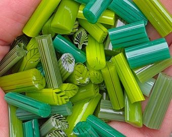 NEW COE 90 Murrini Leaf Chunk Mix: Go Green - 1 oz Cane/Sticks