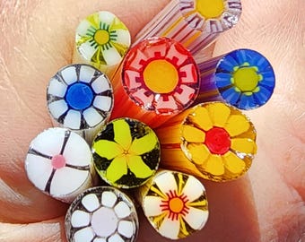 coe 90 Floral Mix: Assorted - 1.5 oz Murrini Murrine Millefiori Vitrigraph Cane - MINZABELLA MURRINI by Glassworks Northwest
