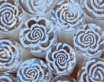 COE 90 Murrini Flower: White Rose - 1 oz Cane/Sticks