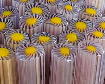 COE 96 Murrini Flower: Dazzling Whirlies Purple - 1 oz Cane/Sticks