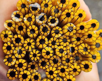 COE 90 Murrini Flower: Black-Eyed Susan - 1 oz Cane/Sticks