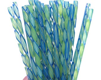 COE 96 Varillas de vidrio hechas a mano "Tierra y Mar" / Juego de 3 varillas decorativas de 15 cm de grosor / Compatibles con Oceanside / Kristi's Twisties