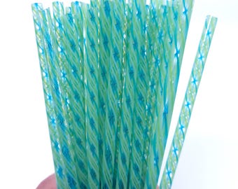 COE 96 Handmade Glass Cane Twists "Caribbean Waters" | 3-Piece 6" Thick Decorative Rods | Oceanside Compatible | Kristi's Twisties