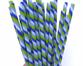 COE 90 Handmade Glass Cane Twists "Ultramodern" | 3-Piece 6" Thick Decorative Rods | Bullseye Compatible | Kristi's Twisties