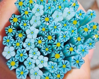 coe 96 Flower: Sea Spray - 1 oz Murrini, Murrine, Millefiori, Vitrigraph Cane - MINZABELLA MURRINI by Glassworks Northwest