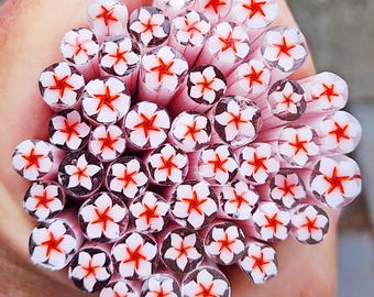 coe 90 Flower: Joyous - 1 oz Murrini Murrine Millefiori Vitrigraph Cane - MINZABELLA MURRINI by Glassworks Northwest