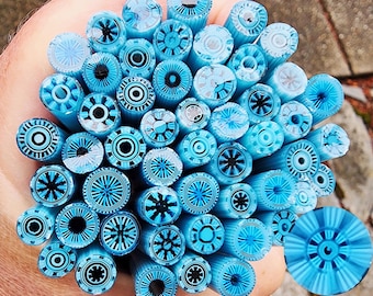 coe 90 Extra-Fancy Murrini: Glacier Ice - 1 oz Murrini Murrine Millefiori Vitrigraph Cane - MINZABELLA MURRINI by Glassworks Northwest