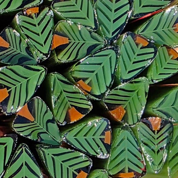 COE 90 Handmade Tree Murrini "Evergreen" | 1 oz Cane | Bullseye Compatible Fusible Glass for Fusing, Jewelry, Mosaics