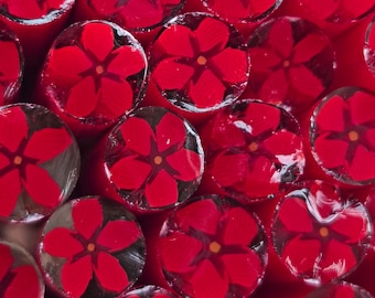 COE 96 Murrini Flower: Ruby Hibiscus - 1 oz Cane/Sticks