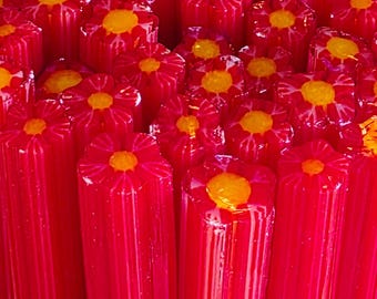 COE 90 Murrini Flower: Charged Up Cherry - 1 oz Cane/Sticks