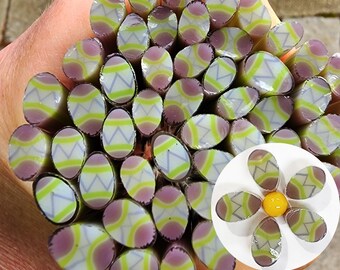 coe 96 Flower Petal: Pastel Zig Zag - 1 oz Murrini Murrine Millefiori Vitrigraph Cane- MINZABELLA MURRINI by Glassworks Northwest