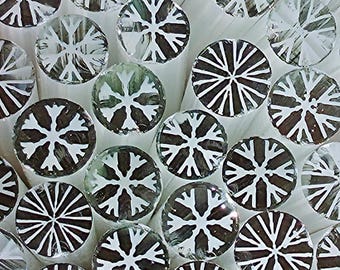 COE 96 Handmade Snowflake Murrini "First Snow" | 1 oz Cane | Oceanside Compatible Fusible Glass for Fusing, Jewelry, Mosaics