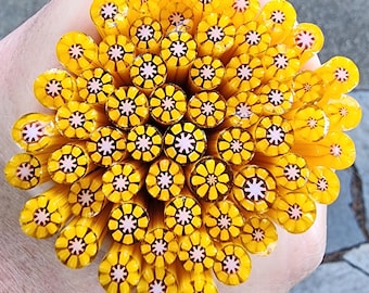 coe 90 Flower: Playful Posey - 1 oz Murrini Murrine Millefiori Vitrigraph Cane - MINZABELLA MURRINI by Glassworks Northwest
