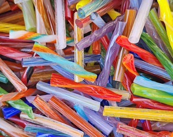 coe 96 One Pound of Assorted TWISTS Vitrigraph Murrini Scrap Glass