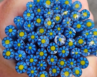 coe 96 Flower: Pool Party - 1 oz Murrini Murrine Millefiori Vitrigraph Cane - MINZABELLA MURRINI by Glassworks Northwest