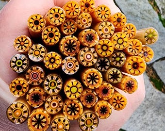 coe 90 Extra-Fancy Murrini: Main Event - 1 oz Murrini Murrine Millefiori Cane - MINZABELLA MURRINI by Glassworks Northwest