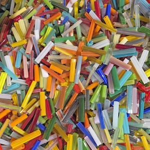 SALE COE 96 One Pound of Assorted Vitrigraph Murrini Scrap Glass with Lots of Clear - Fusible Glass