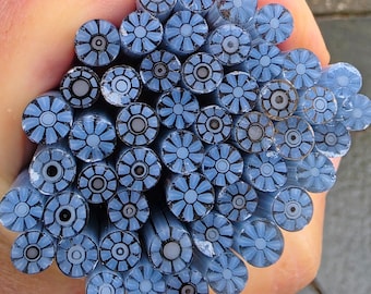 COE 96 Murrini Flower: Stormy Blue - 1 oz Cane/Sticks