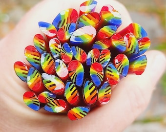 coe 96 Rainbow Angel Wings - 1 oz Murrini, Murrine, Millefiori, Vitrigraph Cane - MINZABELLA MURRINI by Glassworks Northwest