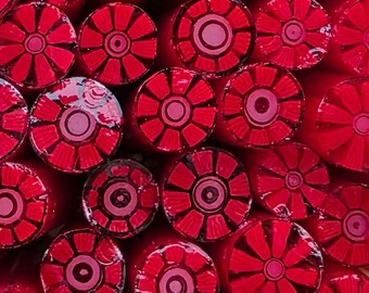 COE 96 Murrini Flower: Crimson - 1 oz Cane/Sticks