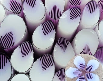 NEW COE 90 Murrini Flower Petal: Purple Amethyst - 1 oz Cane/Sticks - Opaque White and Transparent and Opaque Purple