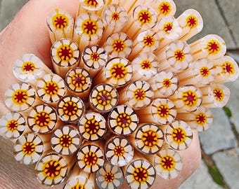 coe 96 Flower: Hula - 1 oz Murrini, Murrine, Millefiori, Vitrigraph Cane - MINZABELLA MURRINI by Glassworks Northwest