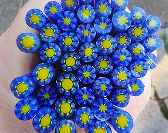 coe 90 Flower: Go for a Picnic - 1 oz Murrini Murrine Millefiori Vitrigraph Cane - MINZABELLA MURRINI by Glassworks Northwest