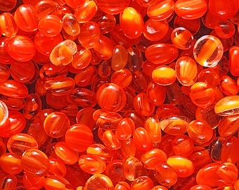 coe 96 Glass Dots: Orangey - 1 oz Murrini, Murrine, Millefiori, Vitrigraph Cane, Glass balls - MINZABELLA MURRINI by Glassworks Northwest