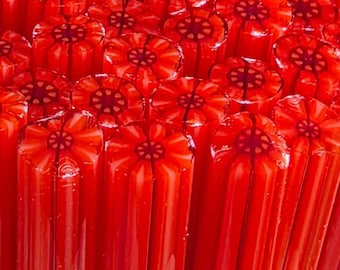 COE 90 Murrini Flower: Juicy Blood Orange - 1 oz Cane/Sticks